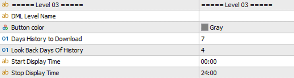DML EA MultiButtons PRO Level Parameters